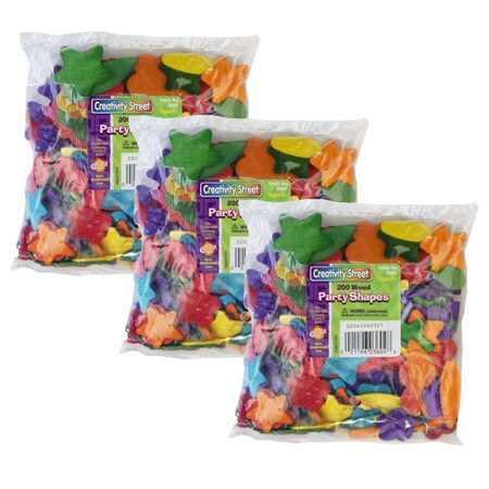 Creativity Street Wood Party Shapes, Assorted Colors, 1/2in to 2in, 600PK 3604